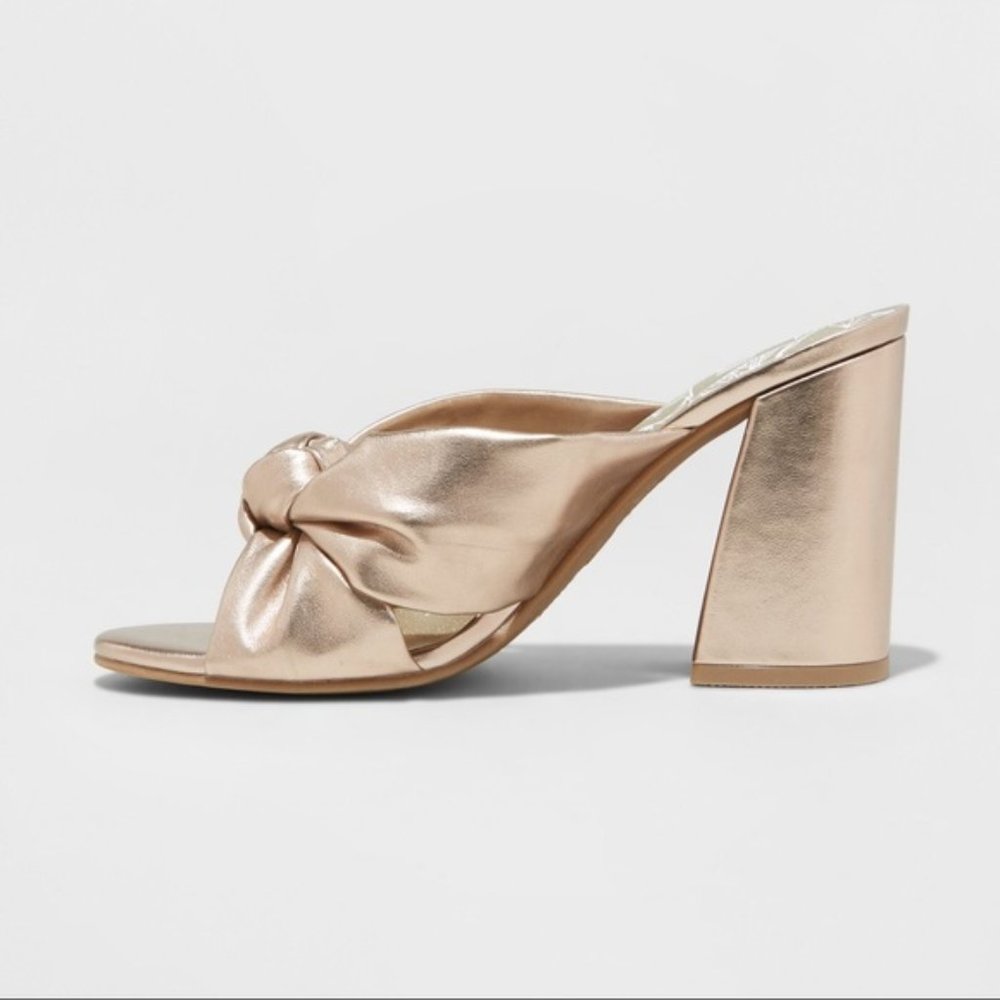 Platinum Gold Knotted Mule Heel
